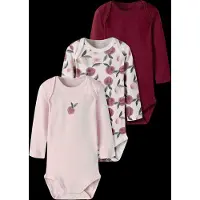 Name it Rompertje/body spar / rosa / wijnrood / offwhite