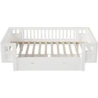STILVORA Kinderbed 90x200 cm met hoge uitvalbeveiliging en 2 lades Eenpersoonsbed voor kinderkamer en tienerkamer Hout en MDF Wit Zonder matras