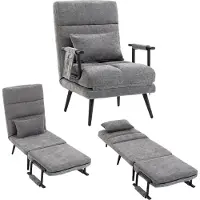 HOMCOM Chair Bed-Chenille (100 % Polyester), Metall-73L x 67B x 96H cm-Grau