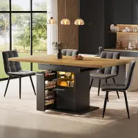 Flieks Uittrekbare eettafel met opbergruimte, kleurenlichtsysteem, keukentafel met glazen plateaus, uittrekbaar voor 4-6 personen, eettafel 110-140 cm, zwart