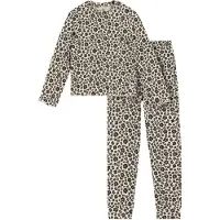 We fashion pyjama met panterprint - beige/bruin Meisjes Stretchkatoen Ronde hals - maat 158/164