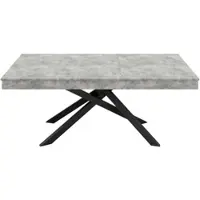 STILVORA uitschuifbare eettafel voor 6-8 personen, met een verdikte tafelblad voor extra stabiliteit, metalen poten, geschikt voor eetkamer, keuken of woonkamer. Kleur: grijs