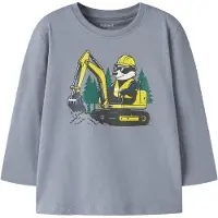 Name it MINI rechtvallende longsleeve met print - lichtblauw Jongens Katoen Ronde hals - maat 92