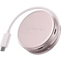 Satechi On-the-Go 5-in-1 Multiport Adapter – Magnetisch Hecht aan iPad of MacBook – Plug & Play, Geen Apps Nodig – Compact en Draagbaar Ontwerp voor Reizen - Roze