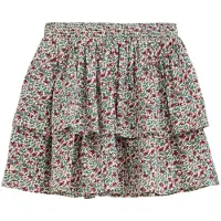 We fashion gebloemde korte rok met ruches - ecru Meisjes Viscose Bloemen - maat 98/104