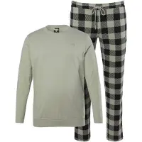 Men Plus - Heren - Pyjama tweedelig Buik-Fit lange mouwen tot 8XL - Mist groen - Maat XXL