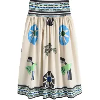 Next - Dames - Maxirok met abstracte randprint - Crème