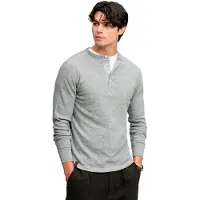 Superdry Mini slub waffle long sleeve grandad top melee