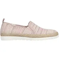 SKECHERS Espadrilles voor dames met dubbele elastische inzet en geweven bovenwerk, zonder veters (Roze)