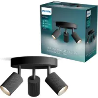 Philips Wyatt Led Opbouwspot | 3 spots | Ronde basisplaat | Zwart | GU10 fitting