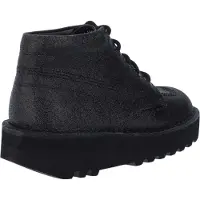 Kickers Dames Hi Stack Glitter Leren Schoenen (Zwart)