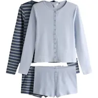 The Set Korte pyjama navy / duifblauw / offwhite