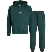 Jack & Jones Sweatshirt 'JJESOHO' donkergroen / wit