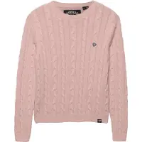 Superdry Essentials SD &amp; CO Kabelgebreide Trui Pink Grootte: 40