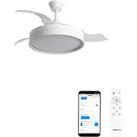 Create - Stille plafondventilator 40 W Ø107 cm met intrekbare bladen en LED-licht - M - Met licht - WIFI - WIND CLEAR EDGE