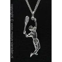 MOOYE ® - Collectie Zilveren Tennisspeler opslag ketting hanger