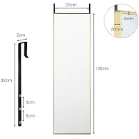 Costway SureDeal - Wandspiegel - Spiegel Volledige Lengte - Hoogte Verstelbare Ophanghaak - 120x37x2 cm - Goud