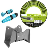 Cellfast Quattro tuinslang 1/2" 25 m + slanghouder grijs + set met Basic rechte sproeikop 1/2"