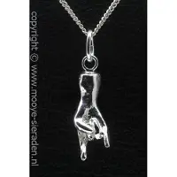 MOOYE ® - Collectie Zilveren Duivelshand groot ketting hanger