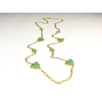 Sophie lange zilveren halsketting collier halssnoer geelgoud verguld Model Vlinder en Bol met munt groene stenen
