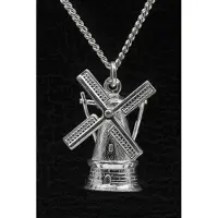 MOOYE ® - Collectie Zilveren Stellingmolen ketting hanger - rond massief