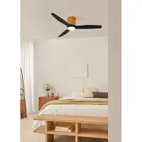 Create - Stille plafondventilator 100% hout 40W (Ø132cm) - Met licht LED - Afstandsbediening - 6 snelheden - Programmeerbaar - WIND CALM CUSTOM WOVEN