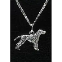 MOOYE ® - Collectie Zilveren Duitse staander draadhaar met staart ketting hanger - groot