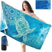 Famanu – Microvezel strandhanddoek 180 x 90 cm, sneldrogend, groot, licht en dun, zandvrij, ideaal voor strand en zwembad