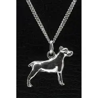 MOOYE ® - Collectie Zilveren Cane corso oren gecoupeerd ketting hanger - groot