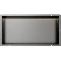 Guido Gusto Gun Metal RVS Inbouwnis 30x60x7cm met tegelflens en RGB verlichting