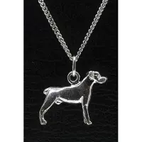 MOOYE ® - Collectie Zilveren Cane corso oren ongecoupeerd ketting hanger - groot