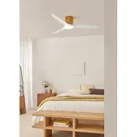 Create - Stille plafondventilator 100% hout 40W (Ø132cm) - Met licht LED - Afstandsbediening - 6 snelheden - Programmeerbaar - WIND CALM CUSTOM WOVEN