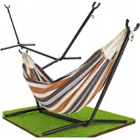 AmazonBasics Merkloos Tweepersoonshangmat met Stalen Frame - Comfortabel en draagbaar