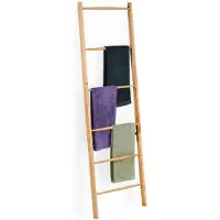 Famanu – Handdoekladder van hout met 6 roedes voor handdoeken en kleding, decoratief, afmetingen HxB: ca. 170 x 55 cm, ideaal voor de badkamer, natuurkleur