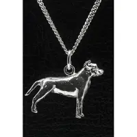 MOOYE ® - Collectie Zilveren Amerikaanse staffordshire terrier oren gecoupeerd ketting hanger - groot