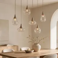 LumenXL 6-lichts hanglamp Loic met transparant glas - zandbeige