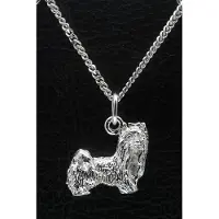 MOOYE ® - Collectie Zilveren Yorkshire terrier - minder haar met staart ketting hanger - groot