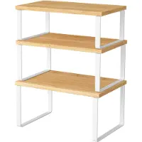 Songmics - Kruidenrek - Kruidenrek 3-Delig - Stapelbare en Uitbreidbare Keuken Organizer - Metaal en Hout