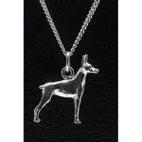 MOOYE ® - Collectie Zilveren Duitse pincher oren gecoupeerd ketting hanger - groot
