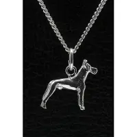 MOOYE ® - Collectie Zilveren Duitse dog oren gecoupeerd ketting hanger - klein