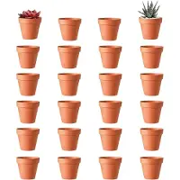 Famanu – Set van 24 mini terracotta bloempotten van 3,5 x 3 cm met afvoergat, ideaal voor binnen en buiten gebruik
