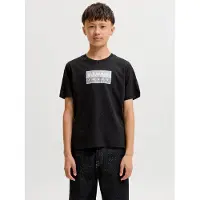 Jack & Jones JUNIOR T-shirt - zwart Jongens Katoen Ronde hals Printopdruk - maat 128