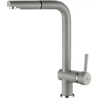 Laveo Grijze keukenkraan LUNA BLZ_969D met uittrekbare en verstelbare uitloop, eenvoudige installatie, keramische cartridge en vermindert het waterverbruik