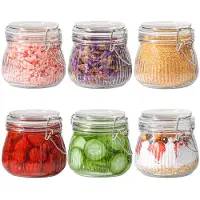 Famanu – Luchtdichte glazen potten met beugelsluiting, set van 6 stuks, 500 ml, ideaal voor het bewaren van voedsel en kruiden, perfect voor keuken en voorraadkast