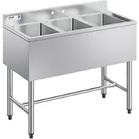 Vevor 3-delige keukenspoelbak met spatbescherming en efficiënte afvoer (978 x 470 x 838 mm)