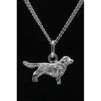 MOOYE ® - Collectie Zilveren Clumber spaniel met staart ketting hanger - klein