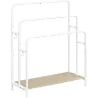 Famanu – Handdoekhouder, staand model met 3 stangen en 2 haken, 70 x 30 x 100 cm