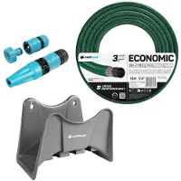 Cellfast Economische tuinslang 1/2", 10 meter + slanghouder (grijs) + Set met Basic rechte sproeier 1/2"