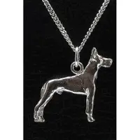 MOOYE ® - Collectie Zilveren Duitse dog oren gecoupeerd ketting hanger - groot