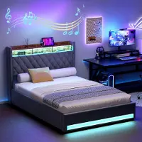 HAUSS SPOLE Gestoffeerd Bed – Hoogwaardig Fluweel En Ergonomisch Comfort – 140 X 190 Cm – MDF, Multiplex En IJzeren Frame – Donkergrijs – Slaapkamer En Hotelkamer – Vlekbestendig